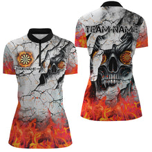 Load image into Gallery viewer, Personalized Skull Crack Pattern Women Dart Shirts Custom Fire Flame Dart Jersey Team Uniform |Orange TDM2971