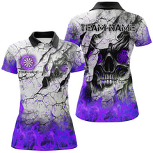 Load image into Gallery viewer, Personalized Skull Crack Pattern Women Dart Shirts Custom Fire Flame Dart Jersey Team Uniform |Purple TDM2973