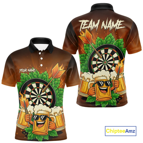 Funny Beer And Dartboard Mens Dart Shirts Custom Dart Jerseys Drinking Team Shirt Polo & 1/4 Zip TDM5183