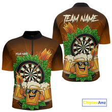 Load image into Gallery viewer, Funny Beer And Dartboard Mens Dart Shirts Custom Dart Jerseys Drinking Team Shirt Polo &amp; 1/4 Zip TDM5183