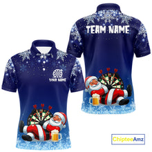 Load image into Gallery viewer, Funny Santa Blue Christmas Darts Shirt For Men Custom Snowflake Xmas Darts Jersey Gifts TDM5190
