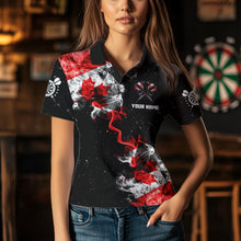 Load image into Gallery viewer, Custom Grunge Canada Flag Smoke Dart Shirt For Women, Patriotic Darts Jersey TDM3552