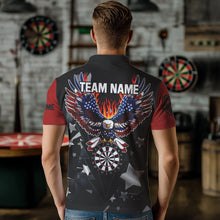 Load image into Gallery viewer, Personalized Fire American Flag Eagle Darts Shirts For Men Custom Pride Patriotic Dart Jerseys TDM3714