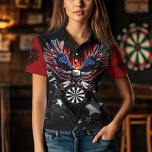 Load image into Gallery viewer, Personalized Fire American Flag Eagle Darts Shirts For Women Custom Pride Patriotic Dart Jerseys TDM3714