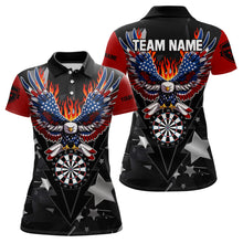 Load image into Gallery viewer, Personalized Fire American Flag Eagle Darts Shirts For Women Custom Pride Patriotic Dart Jerseys TDM3714