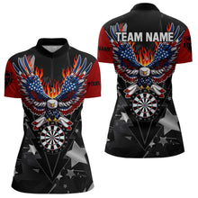 Load image into Gallery viewer, Personalized Fire American Flag Eagle Darts Shirts For Women Custom Pride Patriotic Dart Jerseys TDM3714