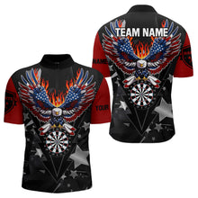 Load image into Gallery viewer, Personalized Fire American Flag Eagle Darts Shirts For Men Custom Pride Patriotic Dart Jerseys TDM3714