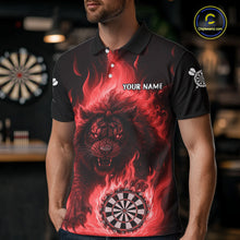 Load image into Gallery viewer, Red Flaming Lion Darts Shirts For Men Custom Fire Darts League Jersey Team Polo &amp; 1/4 Zip TDM6065