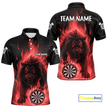 Load image into Gallery viewer, Red Flaming Lion Darts Shirts For Men Custom Fire Darts League Jersey Team Polo &amp; 1/4 Zip TDM6065