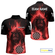 Load image into Gallery viewer, Red Flaming Lion Darts Shirts For Men Custom Fire Darts League Jersey Team Polo &amp; 1/4 Zip TDM6065