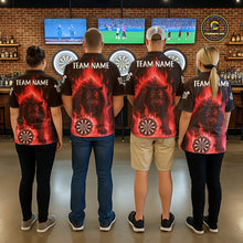 Load image into Gallery viewer, Red Flaming Lion Darts Shirts For Men Custom Fire Darts League Jersey Team Polo &amp; 1/4 Zip TDM6065