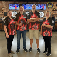Load image into Gallery viewer, Red Flaming Lion Darts Shirts For Men Custom Fire Darts League Jersey Team Polo &amp; 1/4 Zip TDM6065