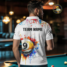 Load image into Gallery viewer, Funny 9 Ball Pool Colorful Paint Splash Custom Billiard Shirt For Men, Billiard Team Jersey|White TDM3977