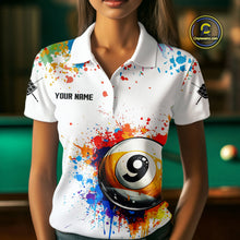 Load image into Gallery viewer, Funny 9 Ball Pool Colorful Paint Splash Custom Billiard Shirt For Women, Billiard Team Jersey|White TDM3977