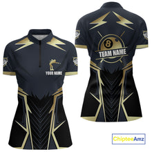 Load image into Gallery viewer, Billiard Jerseys For Women Custom Polo &amp; Quarter-Zip Billiard Team Shirts, 8 Ball Pool Shirt |Gold TDM3978