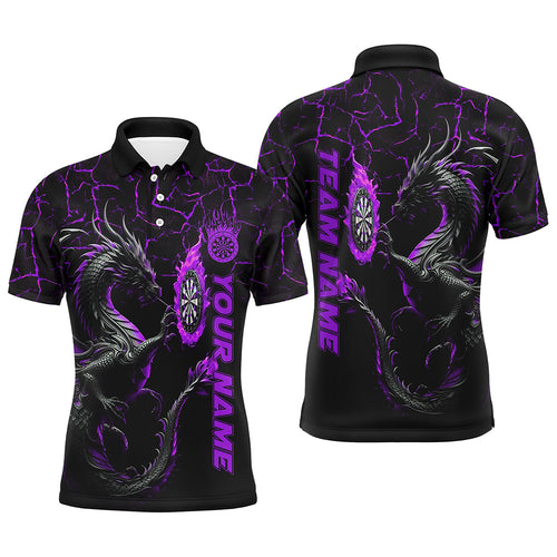 Personalized Purple Big Dragon 3D Printed Darts Shirts For Men Custom Team League Darts Jerseys TDM2207
