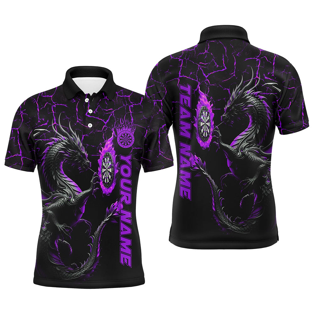 Personalized Purple Big Dragon 3D Printed Darts Shirts For Men Custom Team League Darts Jerseys TDM2207