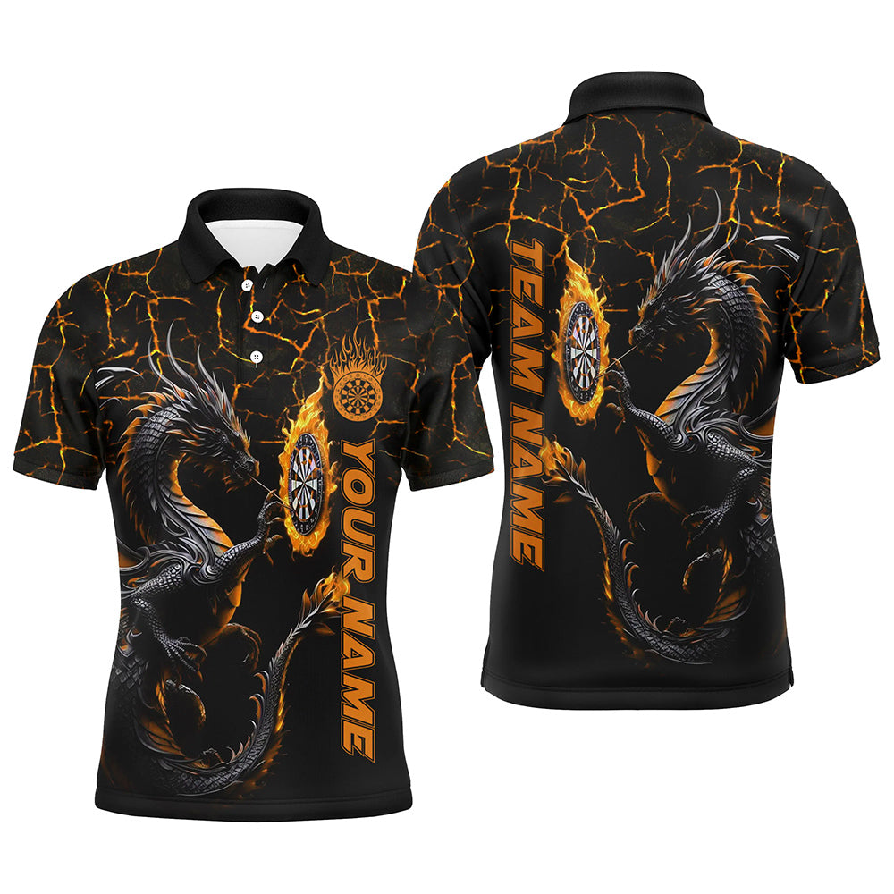 Personalized Orange Big Dragon 3D Printed Darts Shirts For Men Custom Team League Darts Jerseys TDM2208