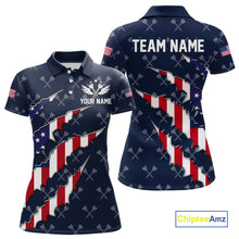 Load image into Gallery viewer, Personalized American Flag Navy Dart Pattern Polo &amp; Quarter Zip For Women, Patriotic Darts Jersey TDM4996