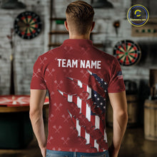 Load image into Gallery viewer, Personalized American Flag Red Dart Pattern Polo &amp; Quarter Zip For Men, Patriotic Darts Jersey TDM4997