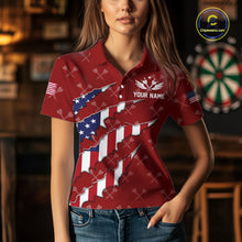 Load image into Gallery viewer, Personalized American Flag Red Dart Pattern Polo &amp; Quarter Zip For Women, Patriotic Darts Jersey TDM4997