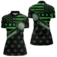 Load image into Gallery viewer, Green Shamrock Retro US Flag Patriotic Darts Shirts For Women Custom St Patrick Day Darts Jerseys TDM3560