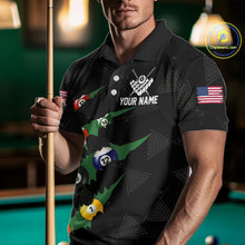 Load image into Gallery viewer, Personalized Scratch Black 8 Ball Billiard Shirt For Men, Pool Team Jersey Polo 1/4 Zip |Green TDM6070