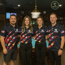 Load image into Gallery viewer, Personalized Scratch Black 8 Ball Billiard Shirt For Women, Pool Team Jersey Polo 1/4 Zip |Red TDM6072