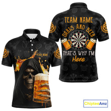 Load image into Gallery viewer, Darts And Beer That&#39;s Why I&#39;m Here Custom Skeleton Dart Shirts For Men, Funny Drinking Jerseys TDM3989