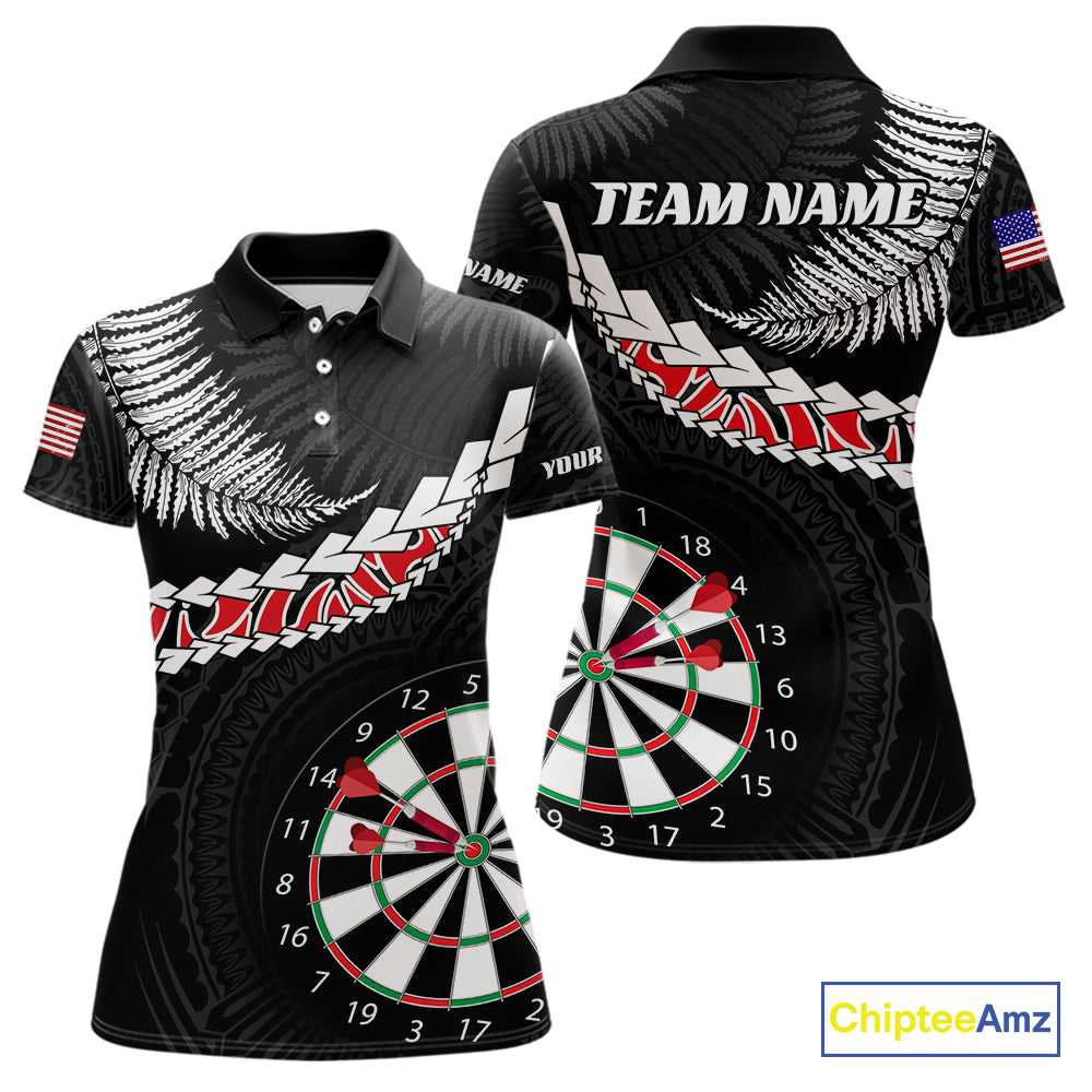 Personalized US Flag Tribal Dart Shirts For Women Custom Team Polo & Quarter Zip Dart Jerseys TDM3992