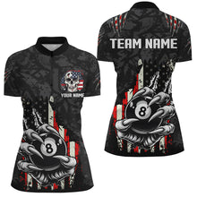Load image into Gallery viewer, Funny Claw Tearing US Flag 8 Ball Pool Custom Billiard Shirts For Women, Patriotic Billiard Jerseys TDM1815