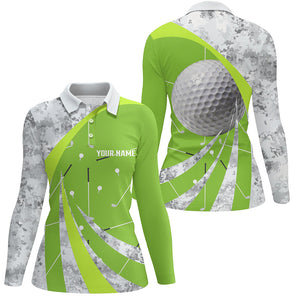 Womens Golf Polo Shirts Custom Green Golf Clubs Pattern, Personalized Golf Gifts For The Golfers TDM1818