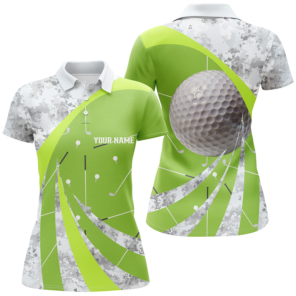 Womens Golf Polo Shirts Custom Green Golf Clubs Pattern, Personalized Golf Gifts For The Golfers TDM1818