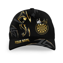 Load image into Gallery viewer, Black And Gold Dartboard Crown Darts Hat Custom 3D Darts Baseball Cap For Player, Darts Gifts TDM4193