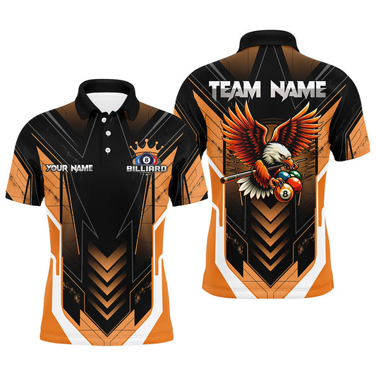 Personalized Funny Eagle Billiard Shirts For Men Custom Name Orange Billiard Balls Sports Jerseys TDM2222