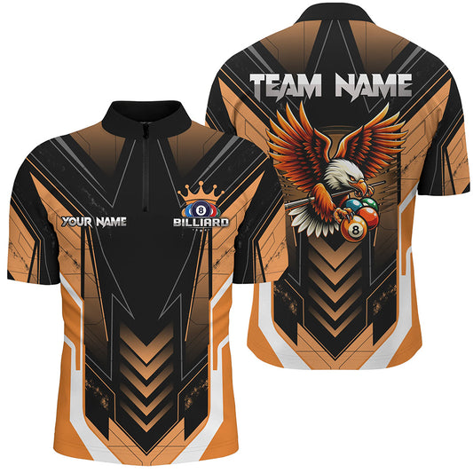 Personalized Funny Eagle Billiard Shirts For Men Custom Name Orange Billiard Balls Sports Jerseys TDM2222