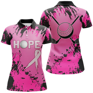 Breast Cancer Awareness Custom Pink Camo Women Golf Polo Shirts, Golf Outfit For Ladies, Golfing Gift TDM2495