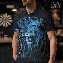 Load image into Gallery viewer, Black And Blue Funny Lion Crown Darts Shirt For Men Custom Darts League Jersey Polo &amp; 1/4 Zip TDM5001