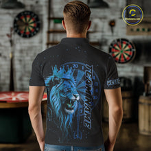Load image into Gallery viewer, Black And Blue Funny Lion Crown Darts Shirt For Men Custom Darts League Jersey Polo &amp; 1/4 Zip TDM5001