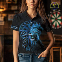 Load image into Gallery viewer, Black And Blue Funny Lion Crown Darts Shirt For Women Custom Darts League Jersey Polo &amp; 1/4 Zip TDM5001