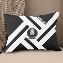 Load image into Gallery viewer, Custom Black White 8 Ball Pool Pillow, Best Personalized 8 Ball Pillows TDM0902