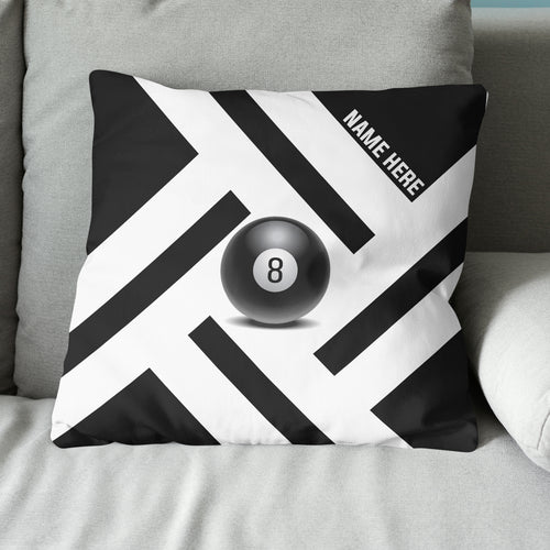 Custom Black White 8 Ball Pool Pillow, Best Personalized 8 Ball Pillows TDM0902