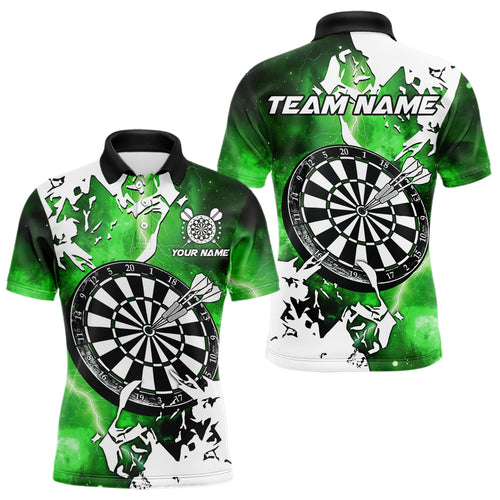 Lightning Grunge Dartboard Custom 3D Printed Darts Shirts For Men, Darts Team Jerseys |Green TDM3723