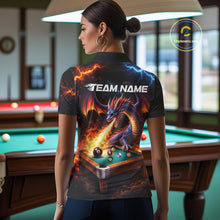 Load image into Gallery viewer, Personalized Dragon Billiard Fire 8 Ball Pool Shirt For Women, Billiard Team Jersey Polo &amp; 1/4 Zip TDM6333