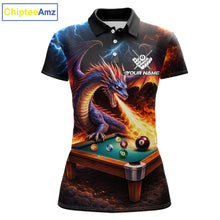 Load image into Gallery viewer, Personalized Dragon Billiard Fire 8 Ball Pool Shirt For Women, Billiard Team Jersey Polo &amp; 1/4 Zip TDM6333