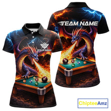 Load image into Gallery viewer, Personalized Dragon Billiard Fire 8 Ball Pool Shirt For Women, Billiard Team Jersey Polo &amp; 1/4 Zip TDM6333