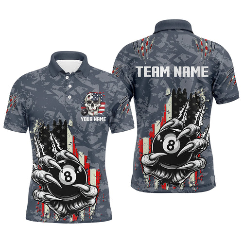 Funny Claw Tearing US Flag 8 Ball Pool Custom Billiard Shirts For Men, Patriotic Billiard Jerseys TDM2230