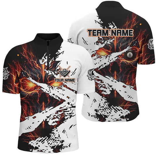 Personalized Lightning Skull Billiard Shirts For Men Custom Billiard Jerseys Grunge Style |Orange TDM2238