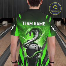 Load image into Gallery viewer, Green Thunder Lightning Cobra Snake Bowling Shirts For Men Custom Bowling Jersey Polo &amp; 1/4 Zip TDM6084
