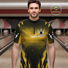 Load image into Gallery viewer, Yellow Thunder Lightning Cobra Snake Bowling Shirts For Men Custom Bowling Jersey Polo &amp; 1/4 Zip TDM6085